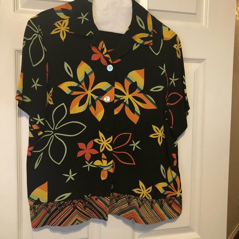 Summer Flowers Button Up Collared Shirt